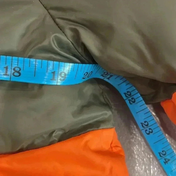 [S] Zara short puffer coat black orange green quilted color  blocking - Picture 10 of 12